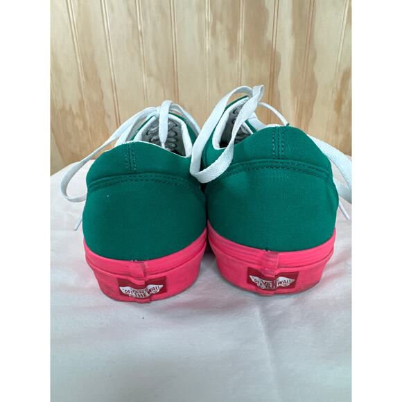 Custom Vans Old Skool Platform Sneakers Men's Size 13 Vibrant Green Pink Canvas - Picture 6 of 8